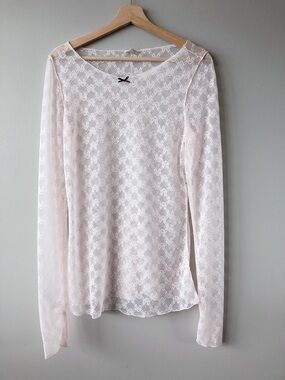 Intimately Free People pink lace sheer top women’s medium boho shirt